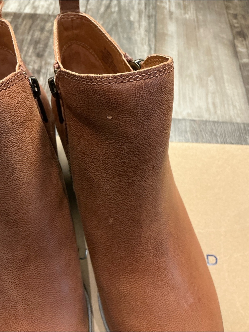 Lucky Brand Women's Cognac Leather Ankle Bootie with Side Zip - Picture 16 of 16
